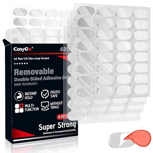 480 Pcs Removable Gel Mounting Putty for Museum Action Figures, Clear Glue Earthquake Putty, Double Sided Sticky Tape Adhesive Dots, 0.31" x 0.51"