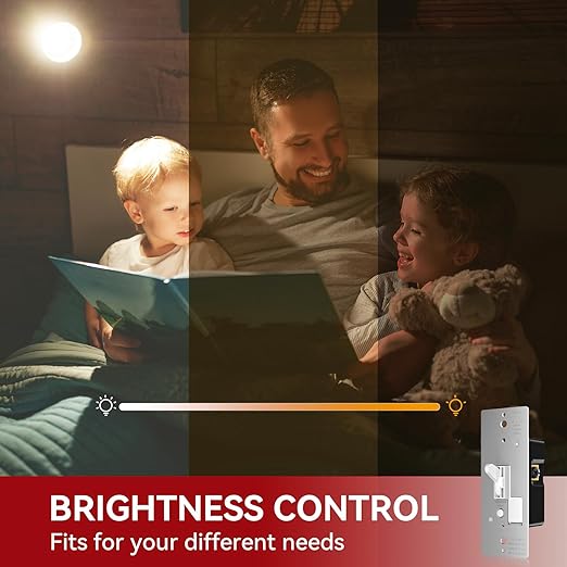 AIDA Toggle Slide Dimmer Switch for Dimmable LED Light/CFL/Incandescent 600 Watt max, Single-Pole or 3-Way, Rocker On/Off Wall Switch with Dimmer Slider, Wall Plate NOT Included, UL, White, 2 Pack