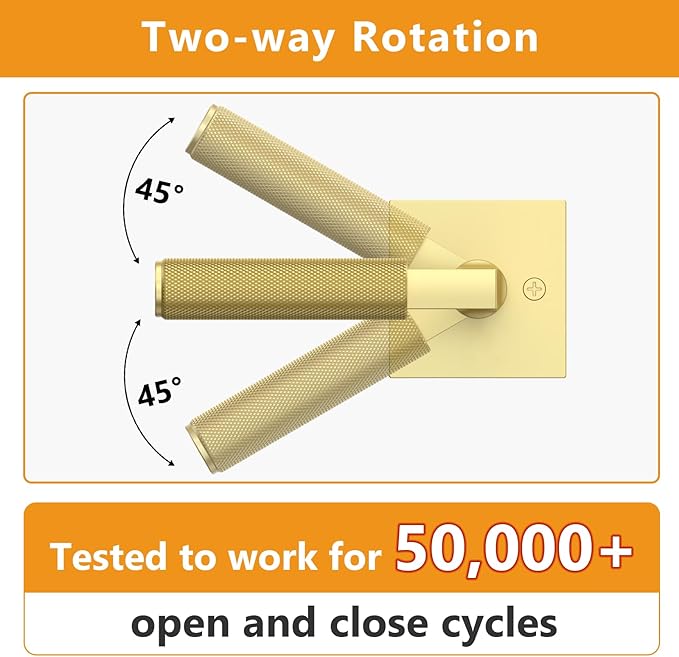 Amerdeco 5 Pack Brushed Gold Passage Door Handles,Heavy Duty Non-Locking Door Lever for Hall, Closet,Office Area, Shopping Malls AM0021