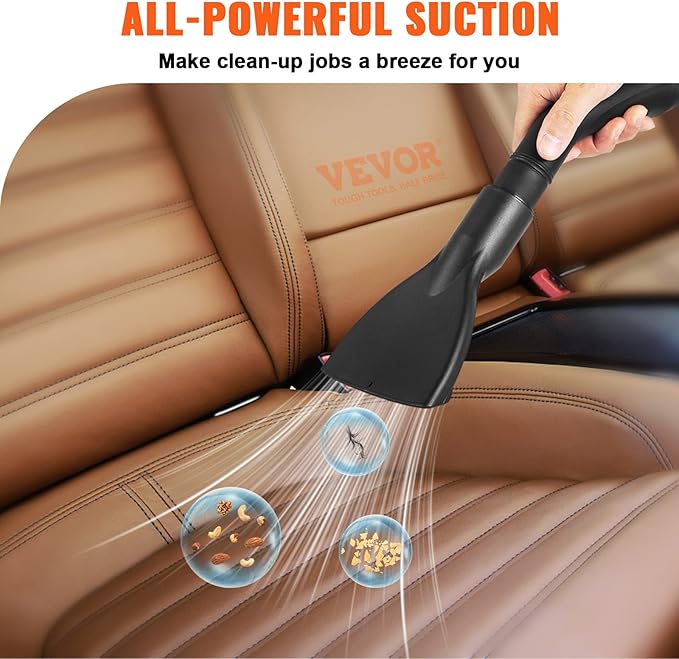 VEVOR Shop Vac Wet and Dry Vacuum Cleaner 2.6 Gallon 2.5 Peak HP - Powerful Suction with Blower Function & Attachments 3-in-1 Crevice Nozzle - Perfect for Car Carpet Debris Pet Hair Black/Yellow