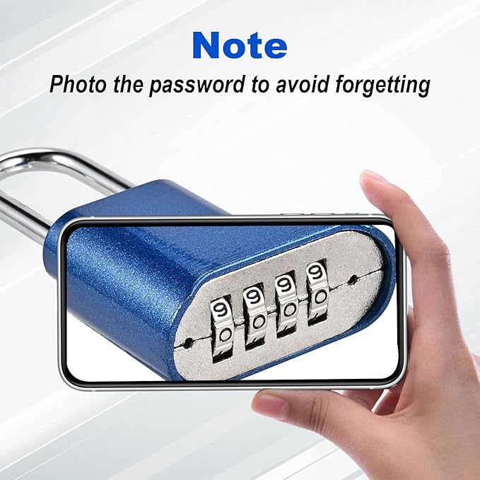 Combination Lock, 4-Digit Heavy Duty Combo Lock, Combination Padlock Weather-Resistant Heavy Duty Combo Locks for Outdoor Fence, Locker, Sheds, Gym, Gate Hasps (Long Shackle) (2pcs-Blue)