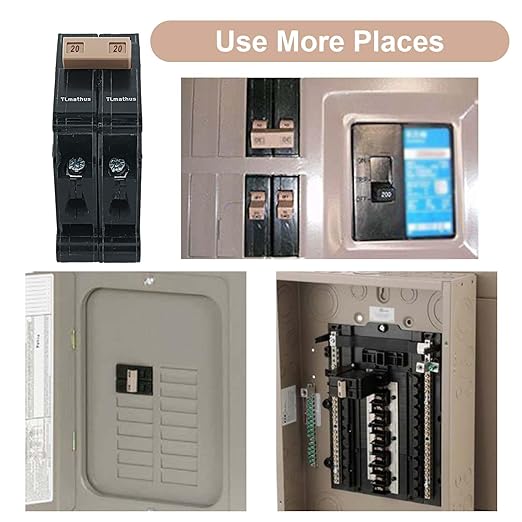 2 Pole 20 Amp Circuit Breaker Plug on Mount Standard Miniature Circuit Breaker Thermal Magnetic Protection, 10KA 120/240V