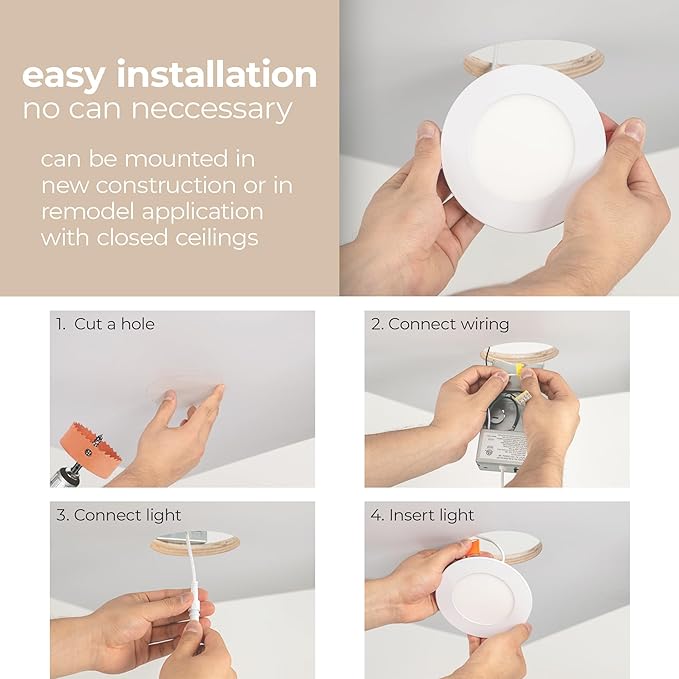 Builder Essential 5in 650 Lumens Round LED Recessed Light and Housing for Remodel or New Construction with 5-CCT 2700-3000-3500-4000-5000K in White IC-Rated