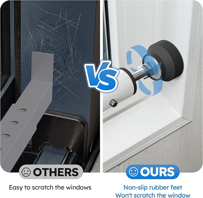 WooFog(Short)Security Bars for Sliding/Vertical Window, Adjustable Window Jammer Bars Security Inside,(Small)Window Guards for Home Security, 11" to 18" Anti Theft Window Safety Lock Bar -White 4 Pcs