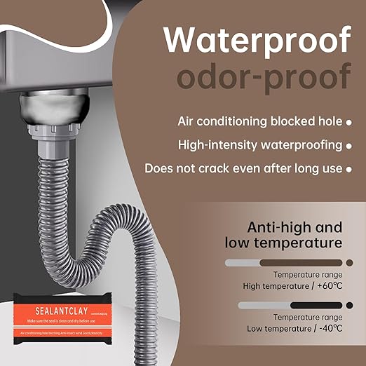 Quick Mending Mud & Waterproof Gray Sealant Putty (Pack of 4) - Ideal for Sealing: Air Conditioning Gaps, Wall Holes, and Drain Pipe Connections,Duct Seal Repair Sealing Clay.