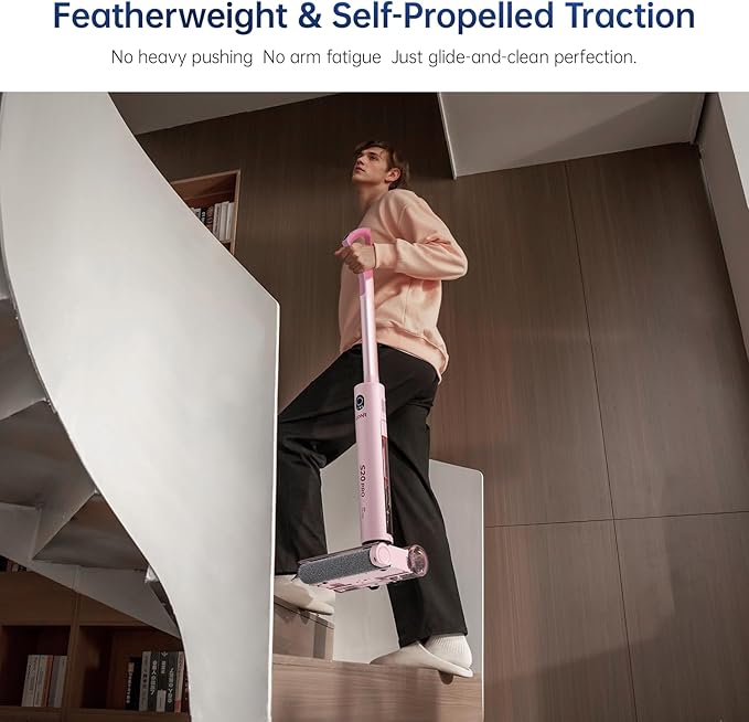 JONR S20 Pro 180° Lay Flat Wet Dry Vacuum Cleaner - Smart Adjusting Suction Cleans Under Low Furniture (3.5"), Self-Cleaning Brush, 2-in-1 Vacuum and Mop for Pet Hair, Kitchen Spills & All Floor Types