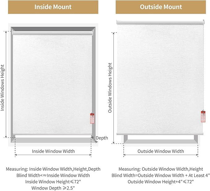 ALLBRIGHT 100% Blackout Roller Blinds Woven Shades with Striped Jacquard, Cordless Window Shades, UV Protection Fabric, Easy-Install for Indoor Home & Office, Grey, 23" W x 72" H