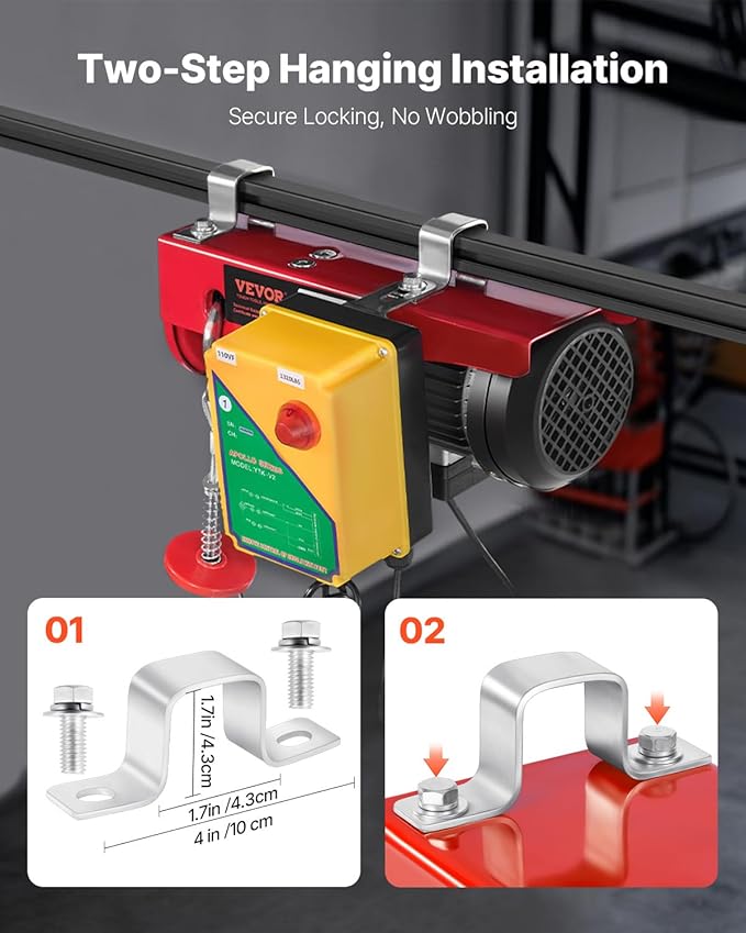 VEVOR 1320lbs Wireless Electric Hoist, 1150W 110V Electric Steel Wire Winch with Wireless Remote Control, 40ft Single Cable Lifting Height & Motor, for Garage Warehouse Factory