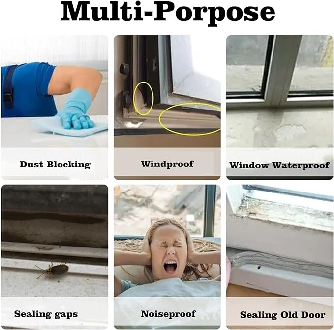 Silicone Seal Weather Stripping Tape 16.5 Feet Strip Bottom Draft Insulation Stopper Tape Weatherproof Soundproof for Door or Window Bathroom Shower Glass Gaps(25mm*5m)