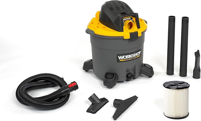 WORKSHOP Wet/Dry Vacs Shop Vacuum WS1600VA 16-Gallon 6.5 Peak HP Heavy-Duty Wet Dry Vacuum Cleaner with Filter, Hose, and Attachments for Home Projects & Renovations