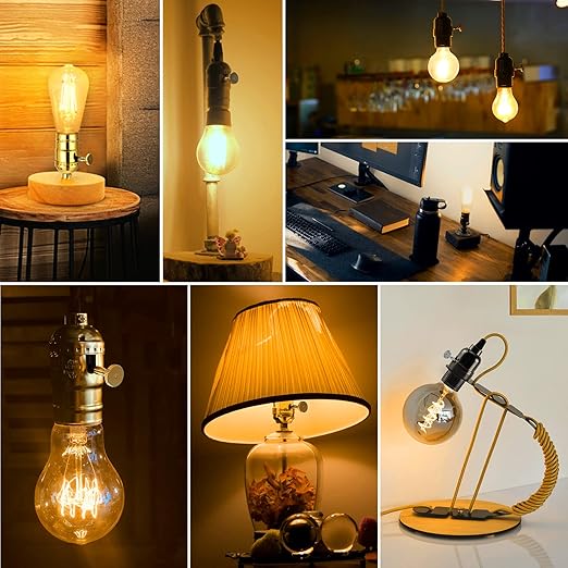 DiCUNO Lamp Turn On/Off Switch Knobs Replacement, Metal Lamp Switch Knob for Universal Light Socket, Standard Size, Champagne Gold, 4 Packs