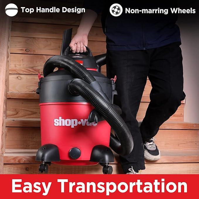 Shop-Vac 5983089 12 Gallon 5.5 Peak HP Wet/Dry Vacuum, 2.5 Inch Diameter x 8 Foot Hose, 12 Foot Cord, Ideal for Jobsite, Garage & Workshop