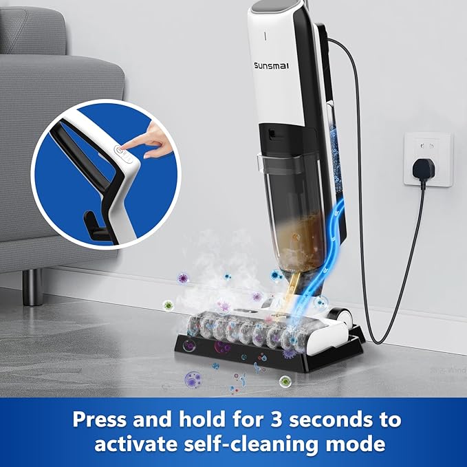 4-in-1 Steam Vacuum Mop - High-Performance Wet Dry Floor Cleaner for Hardwood Floors Carpets, 212°F Steam for Tough Stains, Self-Cleaning LED Display