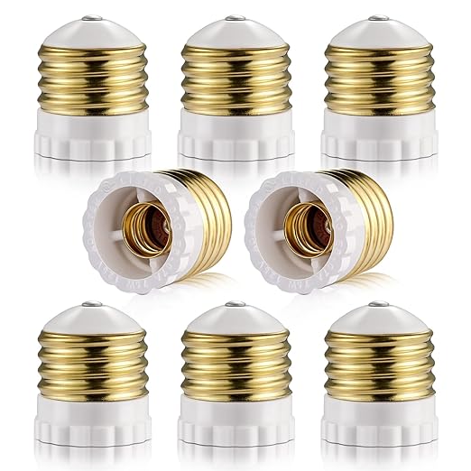 Candelabra Socket Adapters, Standard Light Socket to Candelabra Bulb Socket Adapter, Medium Screw E26 Base to Small E12 Screw Socket Converter, UL (8)