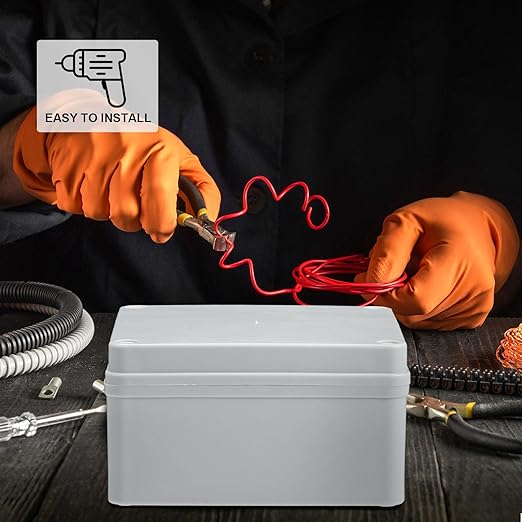 Kanayu Junction Box (6'' x 6'' x 3'') Electrical Conduit Box Waterproof IP65 Water Resistant ABS Plastic Dustproof Enclosure Protect Conduits Fitting Universal for Outdoor Electric Project Gray White