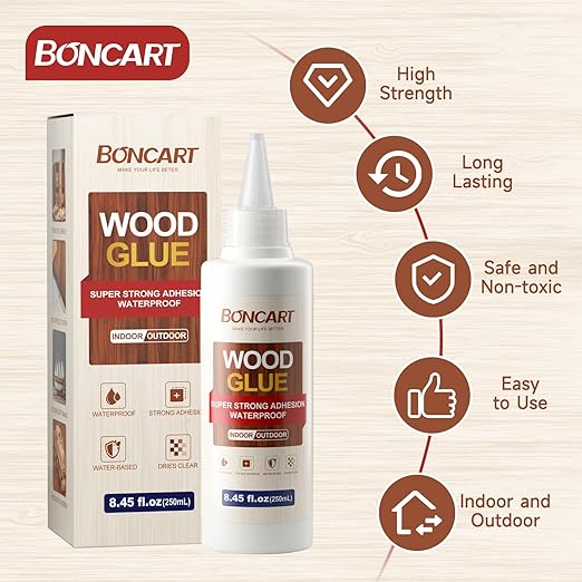 Super Strong Wood Glue, 8.45fl.oz Clear, Waterproof for Heavy Duty Woodworking, Furniture Assembly (1 Pack)