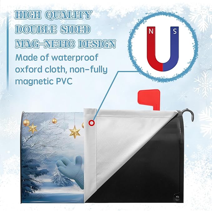 Snowman Winter Mailbox Covers Magnetic 21x18 Inch Snowflakes Holiday Mailbox Cover Standard Size Outdoor Decor Farmhouse Post Letterbox Wraps for Garden Yard