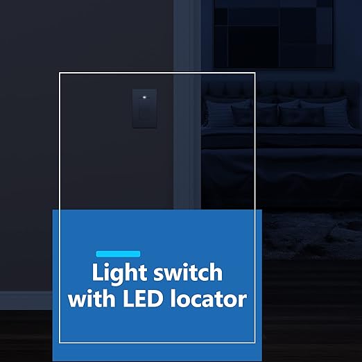 LIDER Minimalist Design Matte Finish Lighted Decorator Switch, Frameless Paddle Light Switch with Locator Light, Grounding Screw, 3-Way or Single Pole, 15A 120V, UL Listed, LS15-3W-NK, Nickel