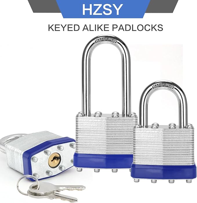 Padlocks Keyed Alike, Pack of 12, Laminated Steel Keyed Lock (1-9/16", 40mm), Padlocks with Same Key, Normal Shackle, for Toolbox, Locker & StorageUnit or More
