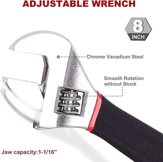 FASTPRO 6-Piece Large Pliers and Wrench Set, Includes 10" Groove Joint, 10" Slip Joint, 8" Linesman, 8" Long Nose, 6" Diagonal Pliers and 8" Adjustable Wrench