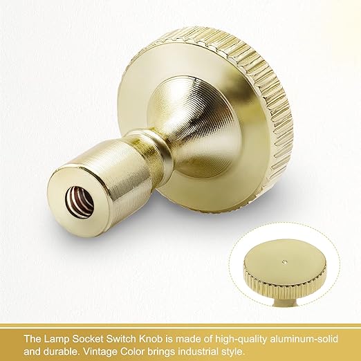 DiCUNO Lamp Turn On/Off Switch Knobs Replacement, Metal Lamp Switch Knob for Universal Light Socket, Standard Size, Champagne Gold, 4 Packs