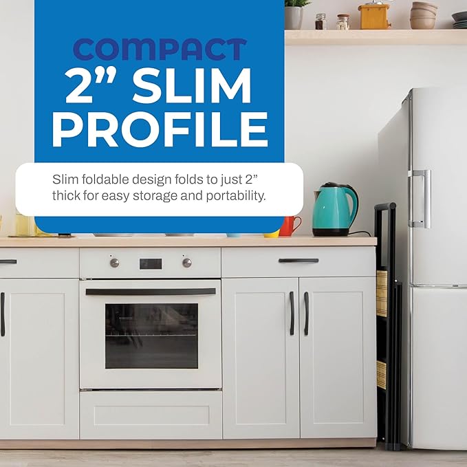 Step Ladder 2 Step Folding, Decorative - Beautiful Bamboo & Black Aluminum, Ultra Slim Profile, Anti Slip Steps, Sturdy-Portable for Home, Office, Kitchen, Photography Use,by SORFEY