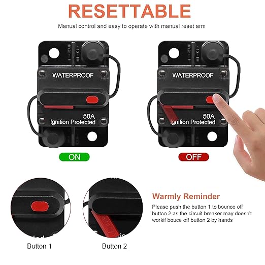 ERAYCO 300 Amp Circuit Breaker with Manual Reset for Car Marine Trolling Motors Boat ATV Manual Power Protect for Audio System Fuse, 12V-48VDC, Waterproof (300A)