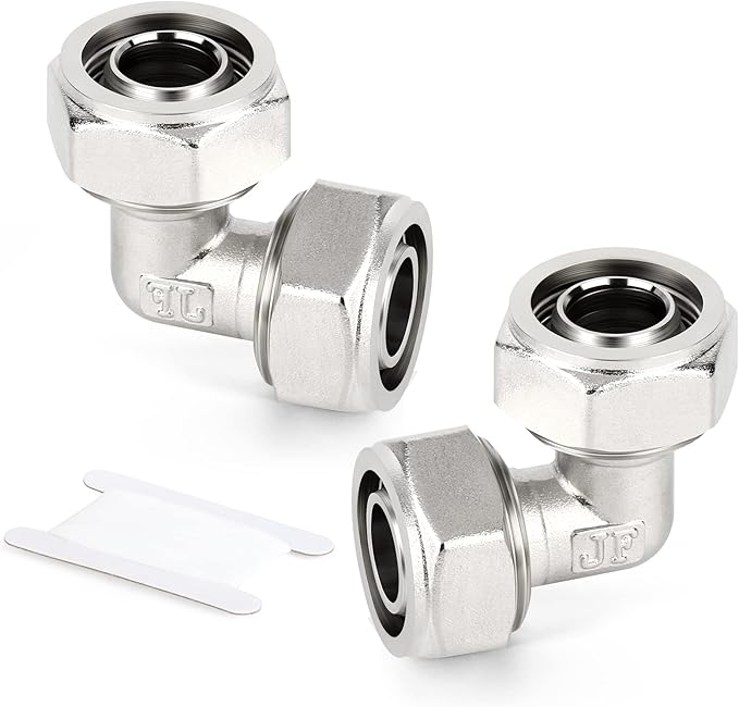 TAISHER 2PCS Brass-Nickel Plated Equal Elbow Fitting,3/4" Tubing,Tube Fitting For Air Piping System