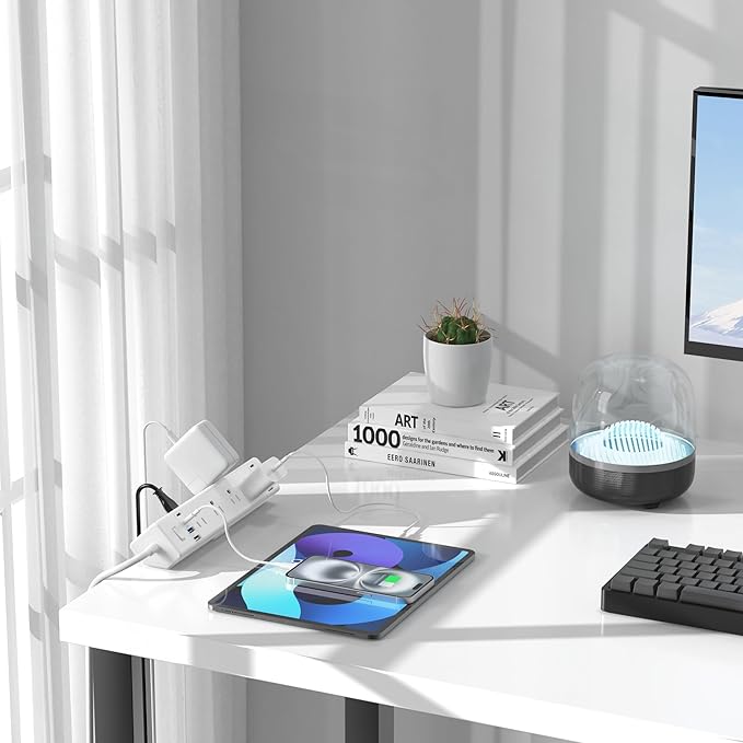 40W Fast Charging Station,Desk Clamp Power Strip 20W USB C,8 Outlets,8 USB Ports,4 USB C 4 USB A,Nightstand Edge Mount Surge Protector, 14AWG Cord, Fits 1.9" Tabletop Edge for Office,Home Furniture