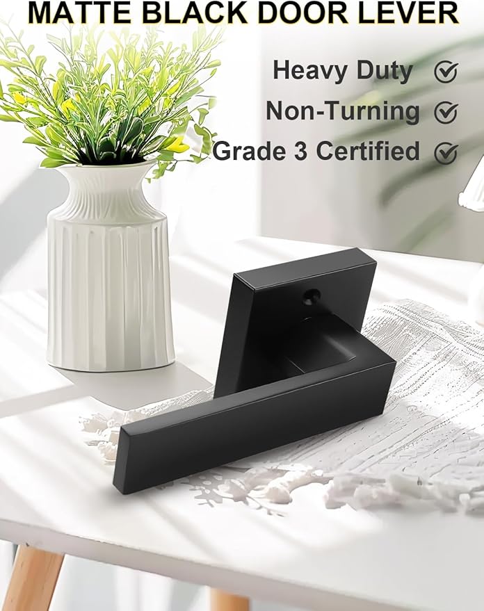 5 Pack Dummy Door Handles for Left Hand and Right Hand, Square Black Door Konbs for Closets, Non-Turning Single Side Pull