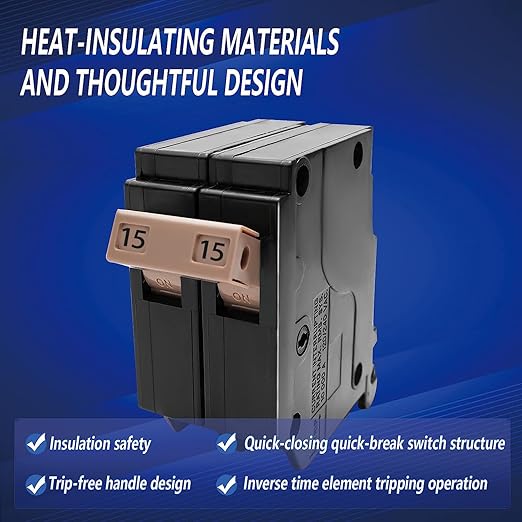 215 2-Pole 15-Amp Circuit Breaker, Type 3/4-Inch Plug-On Molded Case Circuit Breaker, Thermal Magnetic Protection, 10 KAIC, 120/240V, Fit for fit for Load Centers by SOYGN