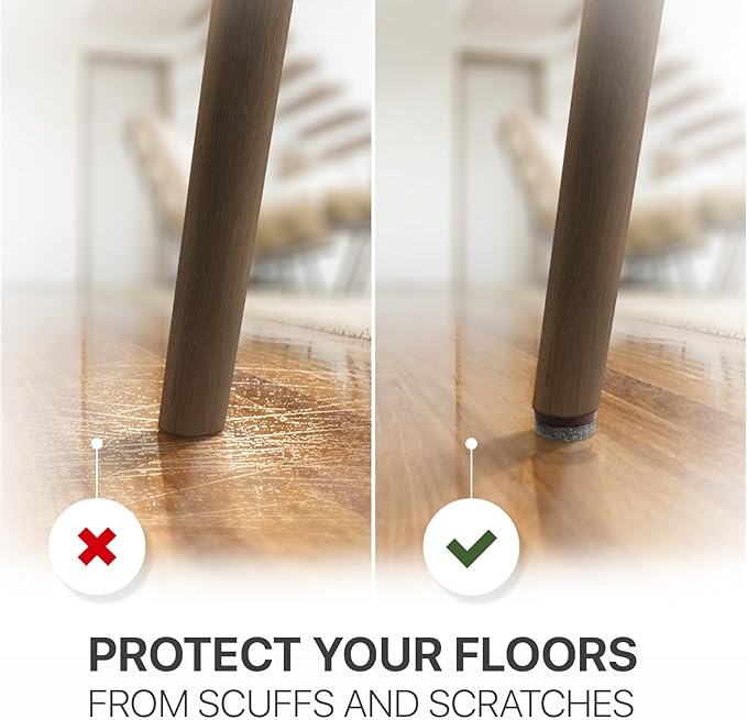 Felt Furniture Pads X-Protector 16 PCS - 1" Felt Pads with Prongs - Premium Felt Chair Pads - Furniture Pads for Hardwood Floors - Chair Floor Protectors for Hardwood- Slide Your Furniture Easily!