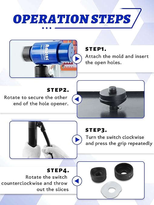 AMZCNC Hydraulic Knockout Hole Punch Driver Kit 1/2 to 4 inch Electrical Conduit Hole Cutter Set KO Tool Kit Metal Sheet Puncher (12TON(1/2"~4"))
