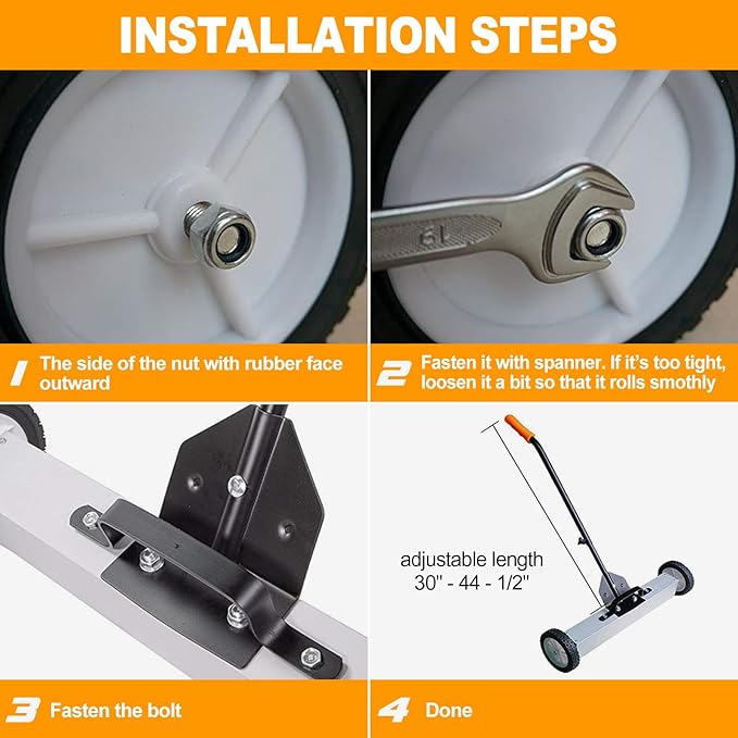 Toolwiz 18 Inches 26 Lbs Magnetic Sweeper Magnetic Pickup Tool with Wheels Telescoping Tool Holder with Quick Release Latch and Extension Handle Heavy Duty Metal Pick Up