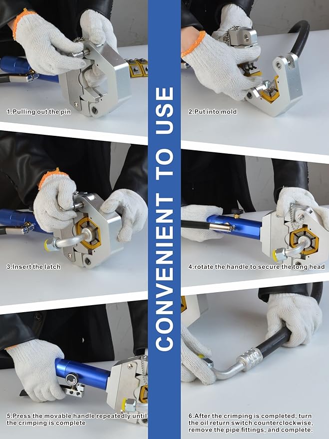 AMZCNC 71500 Hydraulic A/C Hose Crimper Kit - Handheld Crimping Tool Set with Snap-On Dies for Air Conditioning Hose Repair