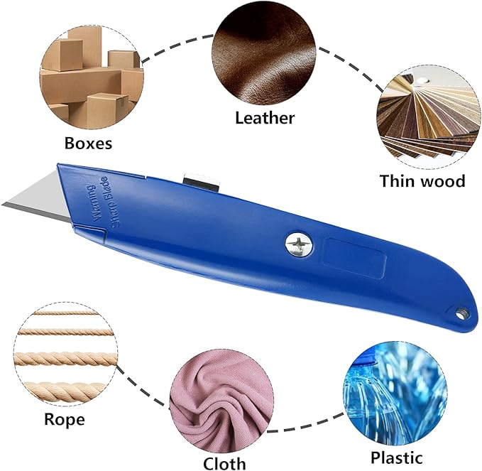 DIYSELF 2Pack Utility Knife Box Cutter Retractable Blade Heavy Duty(Blue)