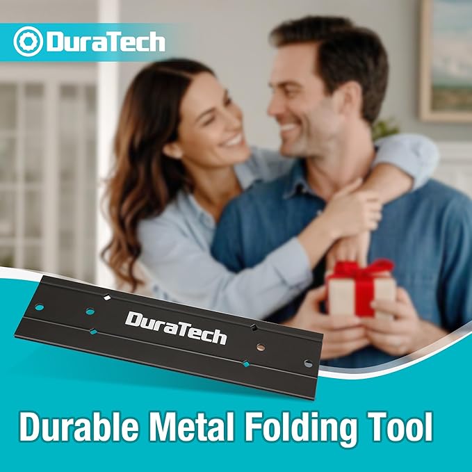 DURATECH 12 Inch Sheet Metal Bender, Folding Tool for Duct Bending, Hand Seamer with 3/8" & 1" Fold Depths, Ideal for HVAC, Roofing & Metal Fabrication, Gray