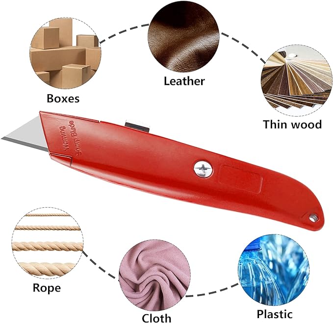 DIYSELF Utility Knife, 20 Pack Heavy Duty Box Cutter Retractable, Box Cutter Knife, Box Opener, Cardboard Cutter, Utility Knives for Garage, Home and Office, Box Cutters for Daily Use (Red)