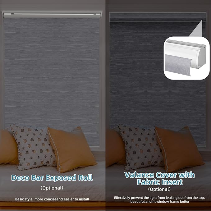 SmartWings Motorized Roller Shades Work with HomeKit, 100% Blackout Window Shades, Cordless Wireless Remote Control Roller Blinds for Smart Home and Office, Essential Grey, Customized Size