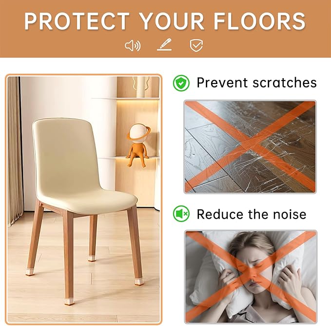 28Pcs Chair Leg Floor Protectors Rectangle for Hardwood Floors Silicone Caps Covers Felt Furniture Pads Clear Chair Sliders, Protect The Floor from Scratches(Fit Perimeter 5" to 5-7/8")