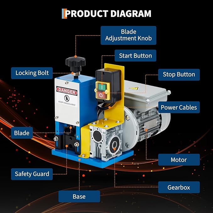 Electric Wire Stripper Machine, 0.06"-1" Automatic Wire Stripping Machine for Scrap Wire, 5 Channel Copper Wire Stripper Power Tool for Cable Recycling