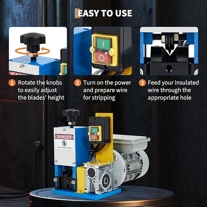 Electric Wire Stripper Machine, 0.06"-1" Automatic Wire Stripping Machine for Scrap Wire, 5 Channel Copper Wire Stripper Power Tool for Cable Recycling