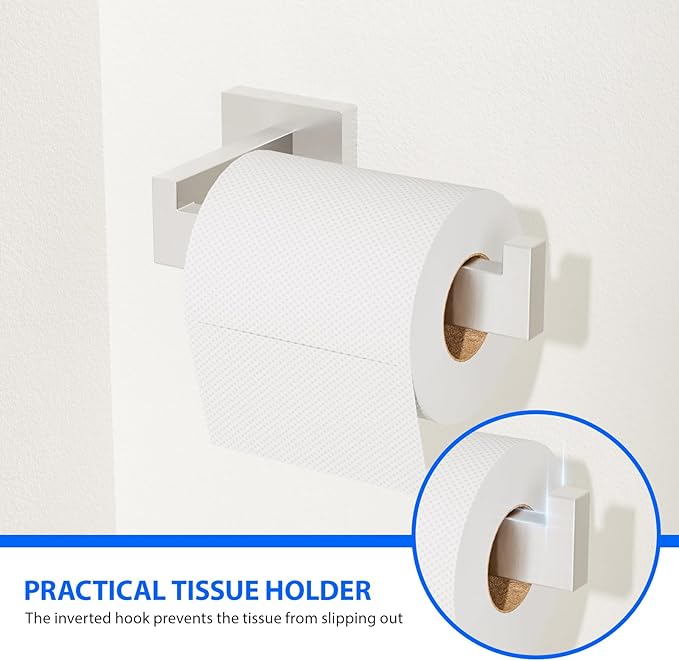 Brushed Nickel 5-Pieces Bathroom Hardware Set, SUS304 Rustproof Steel 16" Rectangle Bathroom Towel Racks Accessories Set, Luxury Hotel Grade Organization Hardware Kit