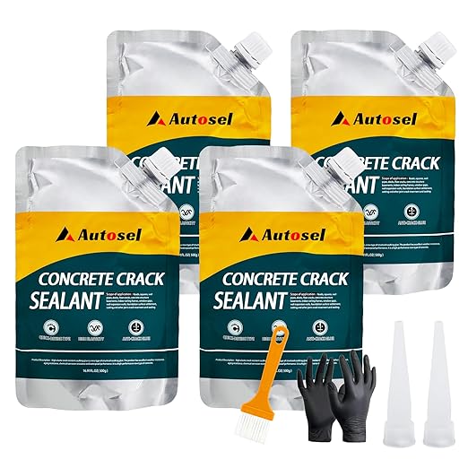 Concrete Crack Filler, High Elasticity Cement Crack Repair Sealant, Self-Leveling Waterproof Caulking Glue for Driveways, Walkways, Patios, Outdoor Concrete Joint Repair-4 PCS