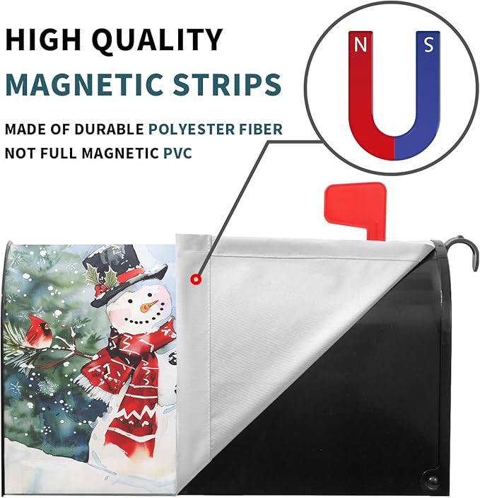 Kawani Winter Magnetic Snowman Trees Snow Mailbox Covers - Standard Size 25.5x21 Inch - Xmas Holiday Post Letter Box Cover for Garden Yard Decor