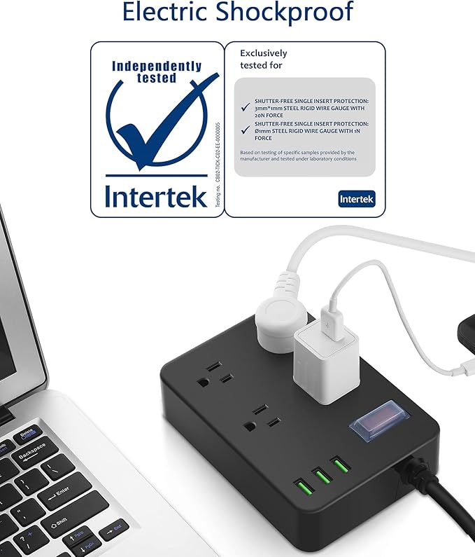 Outdoor Power Strip Weatherproof with USB,Waterproof Power Strip with 4 Wide Spaced Outlets,1700 Joules Surge Protector,15 Ft Extension Cord Power Strip with Low Profile Flat Plug (Black)