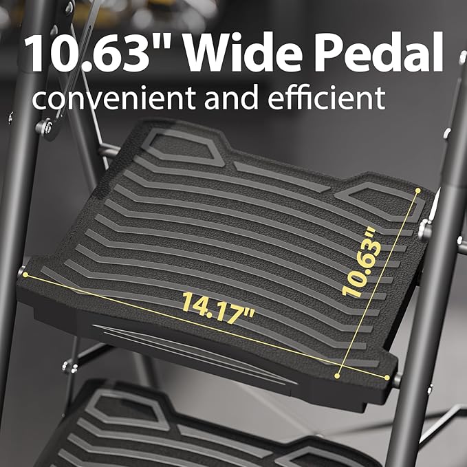KINGRACK 4 Step Ladder with Tool Platform, Sturdy Step Stool, Anti-Slip Wide Pedals, Handrail, Foldable Step Ladder, Pass 900LBS Testing, Multi-Use for Home, Garage, Garden, Painting, Black