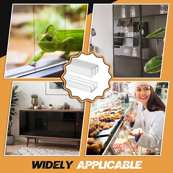 Landical 2 Sets Plastic Sliding Door Track Set for 1/4" Thick Panels Glass Cabinet Door Hardware System Window Sliding Track Easy Quick Installation(4ft,White)