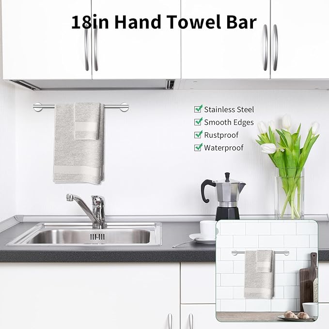 Newfun 10Pcs Brushed Nickel Bathroom Hardware Set - Includes 24&18inch Towel Bar, Robe Hook, Toilet Paper Holder, 2 Pack 5 Piece Bathroom Accessories Set Stainless Steel Wall Mounted