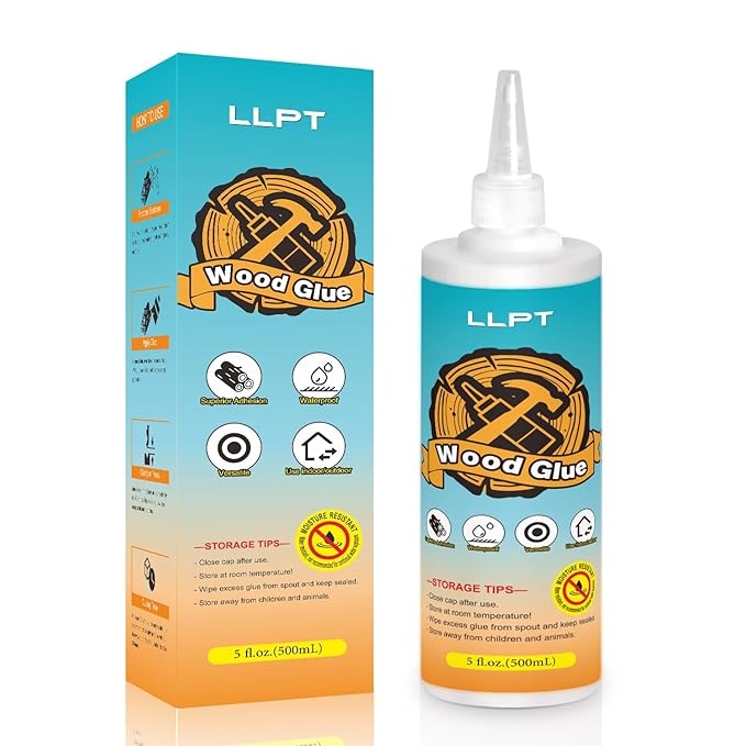 LLPT Wood Glue 16.9 Ounce | Dried Clear Ultimate Waterproof Wooden Super Glue Exterior | All Purpose Wood Adhesive | Heavy Duty for Woodworking Projects Repairs and DIY (LWG500)